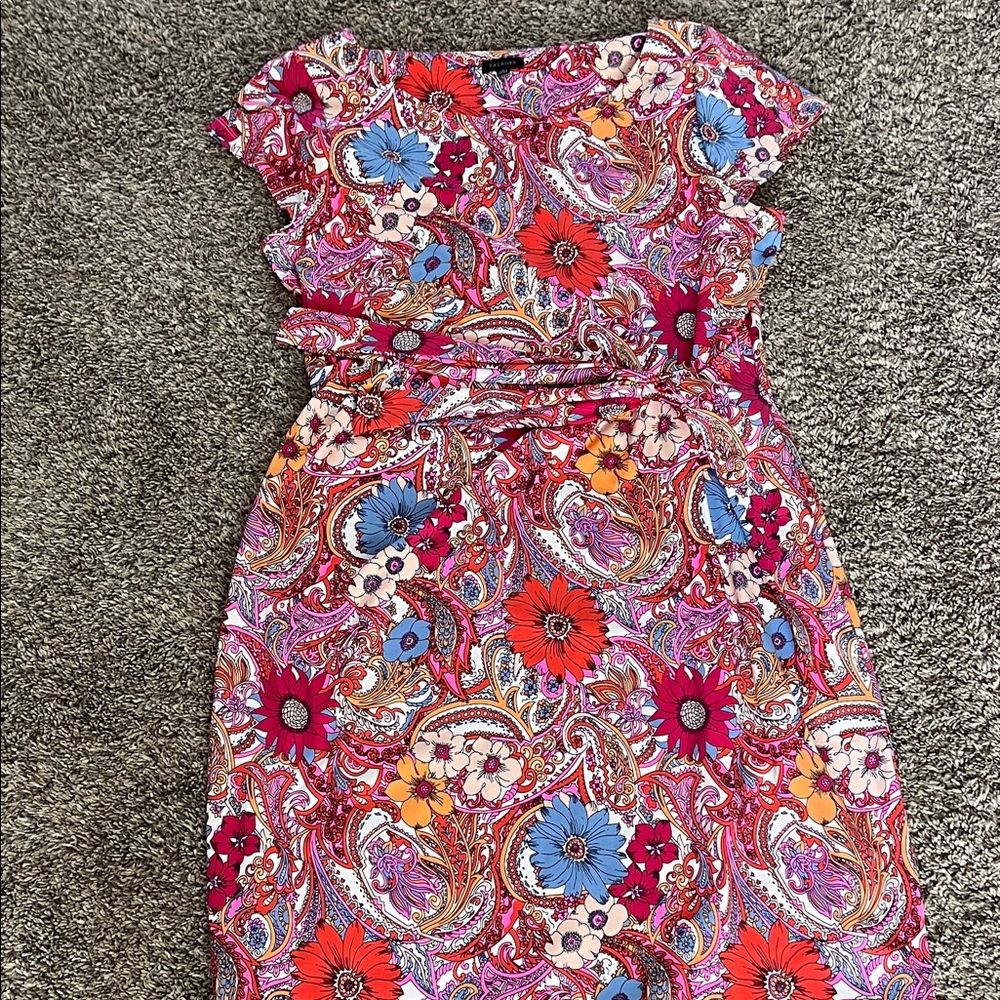 Talbots Floral Paisley Midi Dress - Red, Blue, Purple